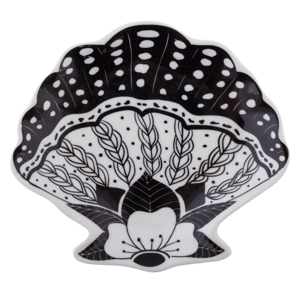 Karma Shell Trinket Dish Black and White